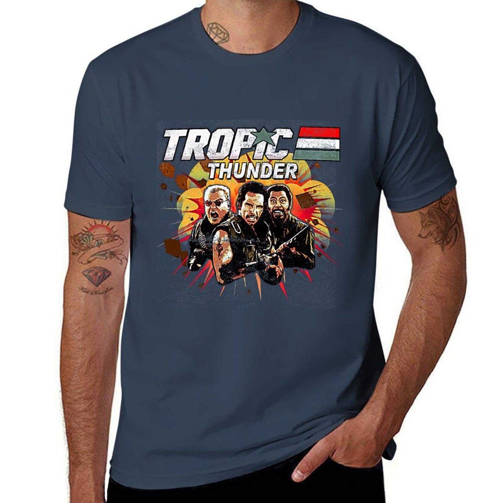 Tropic Thunder Distressed Tshirt Casual Basic Street Style Tshirt S
