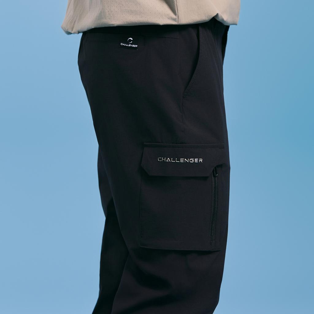 CHALLENGER Men'S Nylon Spandex Out-Pocket Cargo Jogger Pants Black