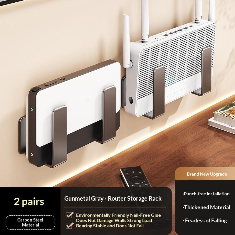 Wandmontage Router Steckdosenleiste Halter Kohlenstoffstahl Multifunktional Wifi Platzierungsregal Platzsparend Bohrlos Wandmontagehalterung