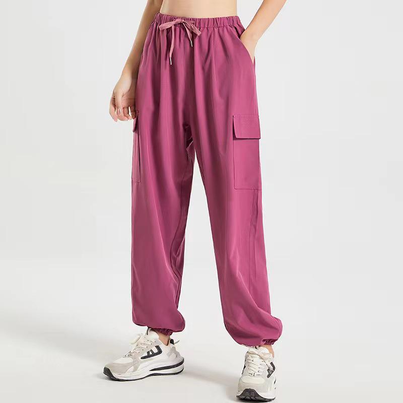 

Женские легкие джоггеры с широкими штанинами из ледяного шелка для защиты от солнца: Защищающие от комаров, свободного кроя, стройнящие спортивные брюки 2XL красный/фиолетовый