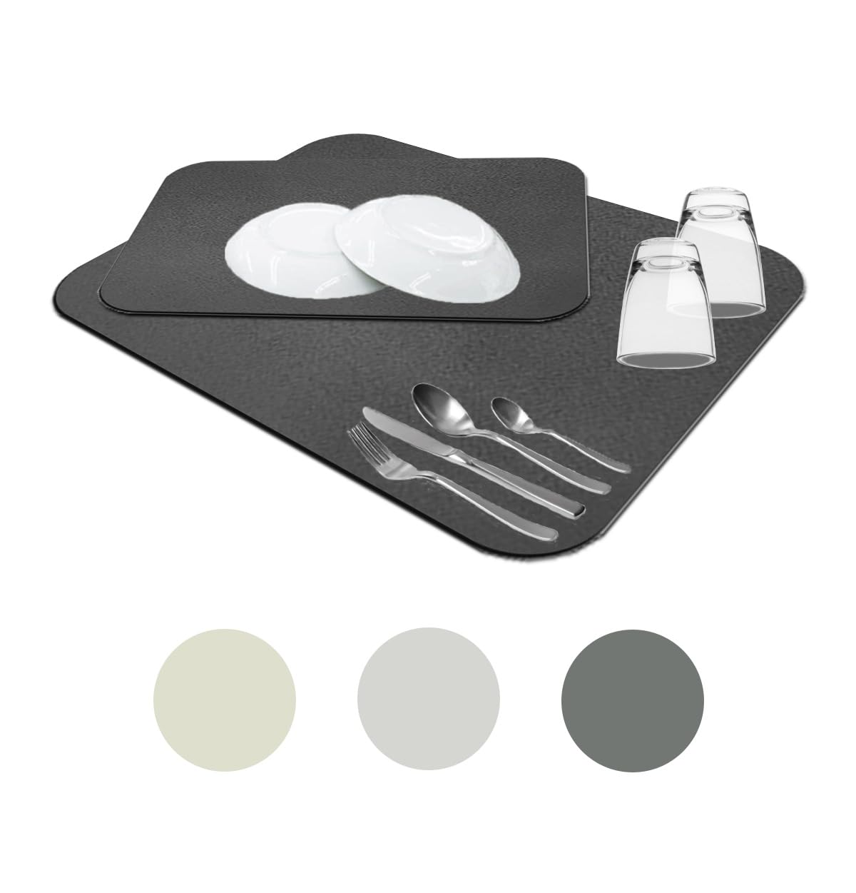 

Дренажный диатомовый серебристый, сделанный в посуде из темного матового материала, земля, ионы, Япония, кухня, (набор 2, серый)