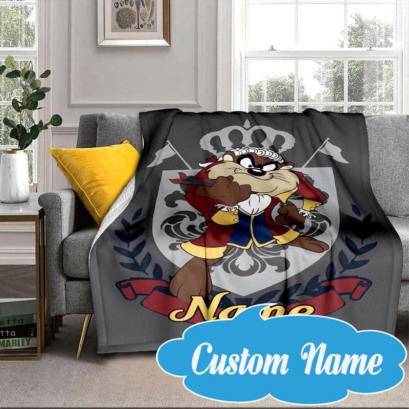 Custom Name Troublemaker Taz Devil Blanket bed sofa Blanket Flannel Blanket for Camping, Hiking, Picnic Essentials,gift for Fan family