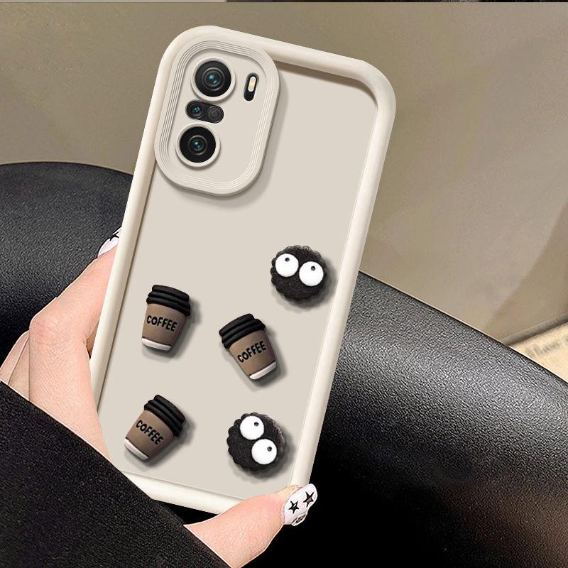 Cute 3D Coal Ball Coffee Camera Lens Silicone Phone Case For Xiaomi Redmi Note 13 Pro Plus 4G 5G Back Cover