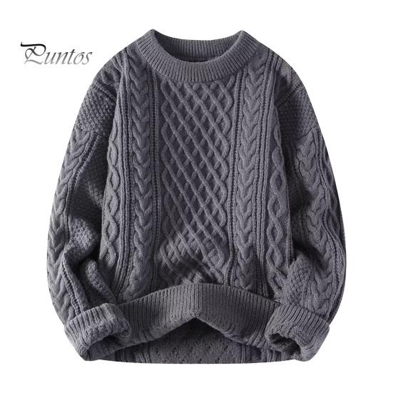 

Мужской свитер с ромбовидной текстурой, свободный, толстый, с круглым вырезом, однотонный, с длинными рукавами, эластичный трикотаж, повседневная одежда, школьный свитер M серый