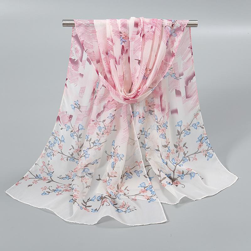 New Chiffon Printed Sun Protection Beach Scarf Scarf Thin Women's Versatile Chiffon Fresh Neck Scarf