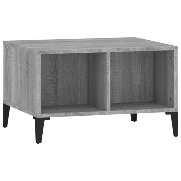 821042 vidaXL Table basse Sonoma gris 60x50x36,5 cm Bois d'ingénierie