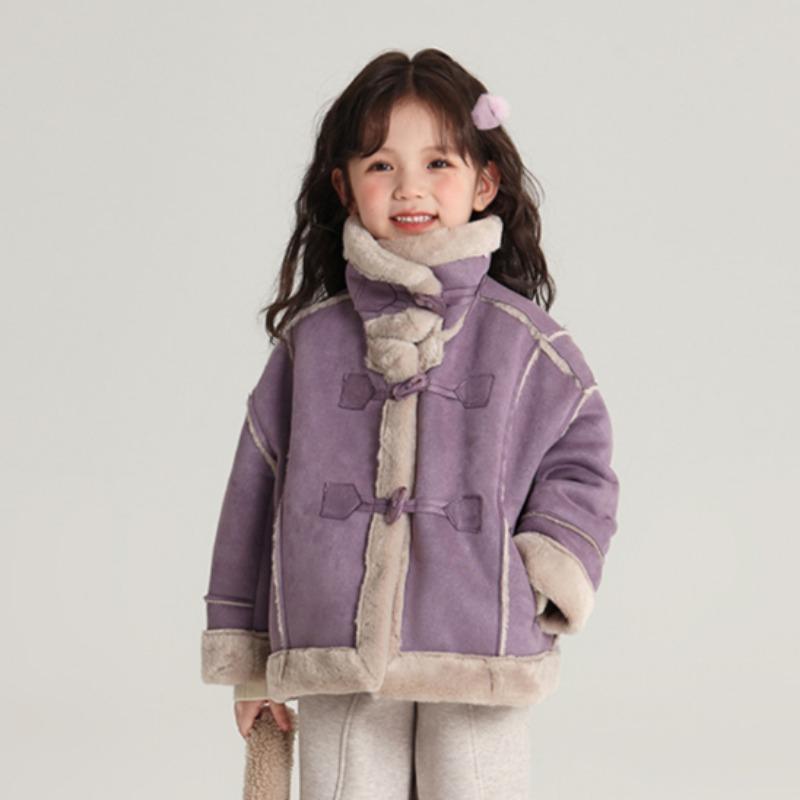 Winter Neuer Mädchen Fleecegefütterter Verdickter Mantel