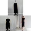 Elegant Black Sleeveless Knit Dress With High Waist For Office And Casual Wear