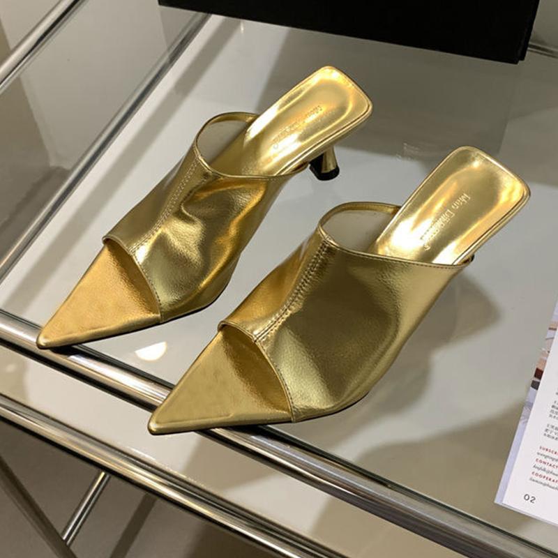Fashion Pointed Toe Women High Heels Slippers Sexy Stilettos Shoes Dress Elegant Pumps Fashion Woman Shoes 2025 Summer Female Zapatillas