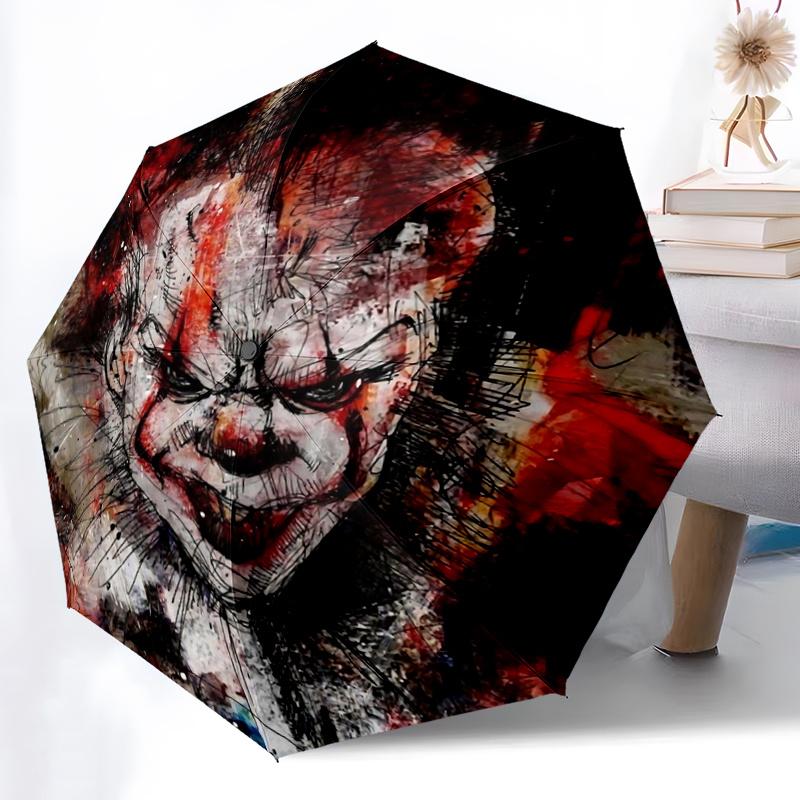 1pc Joker Inspired Umbrella Automatic Opening & Closing, Foldable Design, Outdoor, Ideal Gift for Fans, Travelers, Daily Use.C033