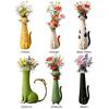 Handcrafted Ceramic Cat Vase Desktop Ornaments Unique Whimsical Cats Vases for Foyer Living Room Fireplace Bedroom Kitchen