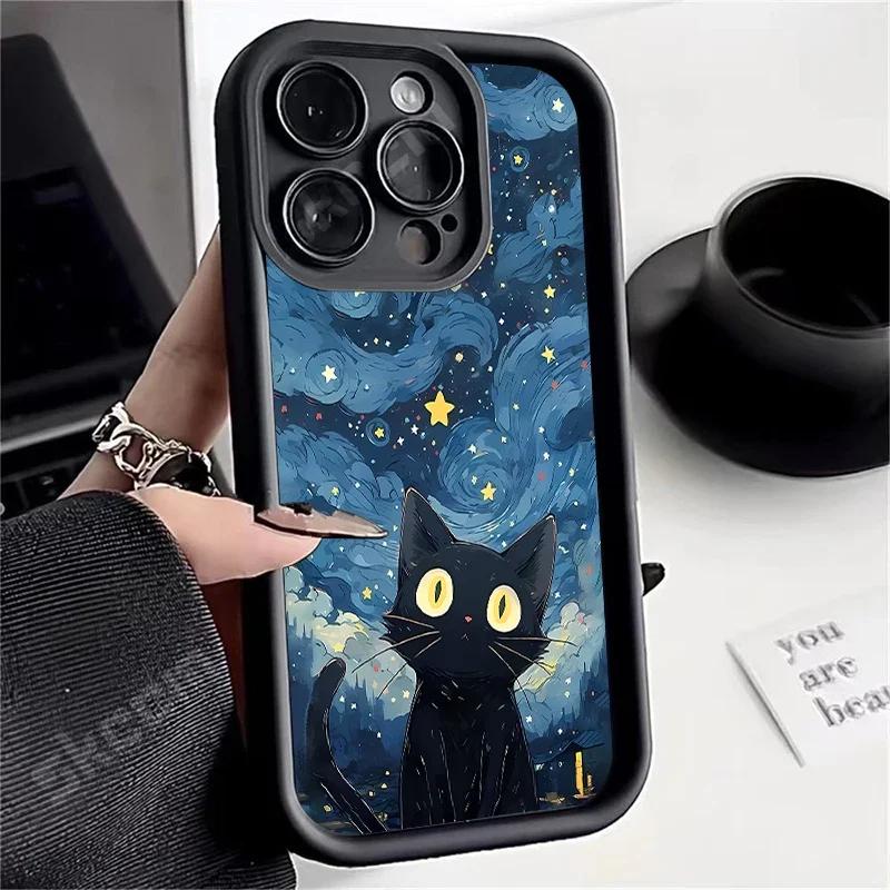 Beautiful Star Black Cat Silicone Case IPhone 15 14 13 12 11 Pro Max 7 8 Plus X XR XS Max Shockproof Soft Cover
