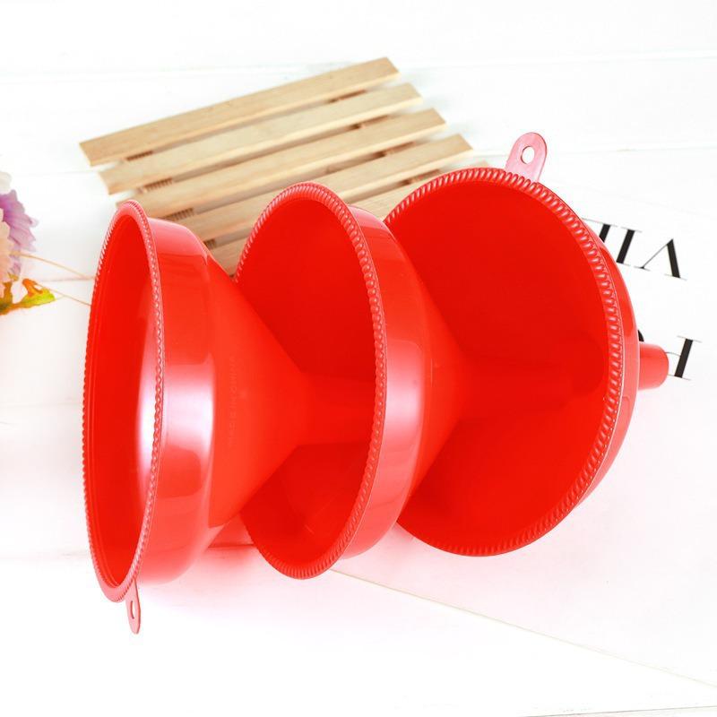 Red 4-Piece Multi-Purpose Thickened Funnel Set for Pouring Wine or Oil