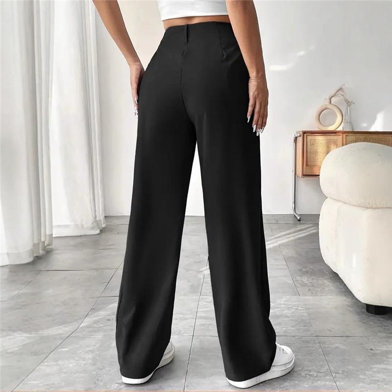 European And American 2025 Commuter High Waisted Loose Fit Trousers Spring Summer Essential Casual Wide Leg Pants For Women