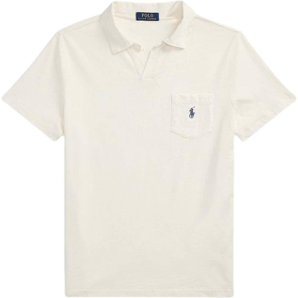 Polo Ralph Lauren Solid Logo Pattern Short Sleeve Polo Shirt Men tops Cream 710964512-002