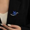 Broche Fleur Bleue en Cristal et Strass Coréenne Élégante Boucle de Foulard - Accessoire Vestimentaire Anti-Dévoilement Exquis