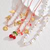 Atoztide Moda Collar con Colgante de Cereza para Mujer Acero Inoxidable Múltiples Estilos Perla de Imitación Cerámica Colgante Joyería Regalo
