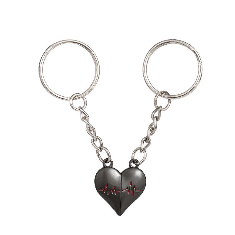 

Creative Love Heartbeat Magnetic Couples Keychain Pendant