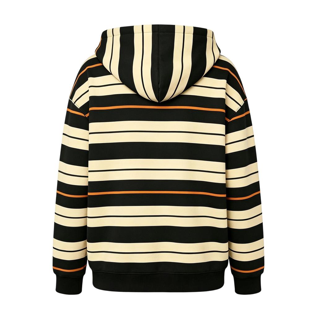 Women's Long Sleeve Striped Hoodie with Pocket - Casual Pullover Sweatshirt