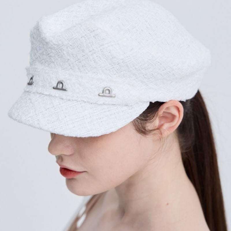 Gounmoja TWEED BOYS CAP (White/Beige)