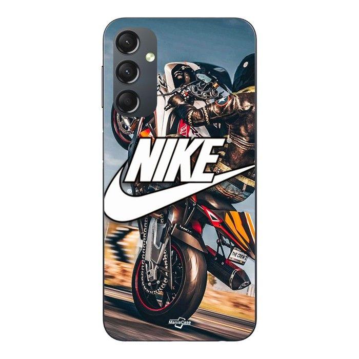 Fodral För Samsung Galaxy A05s nike logotyp vit motorcykelhjul Maniacase svart