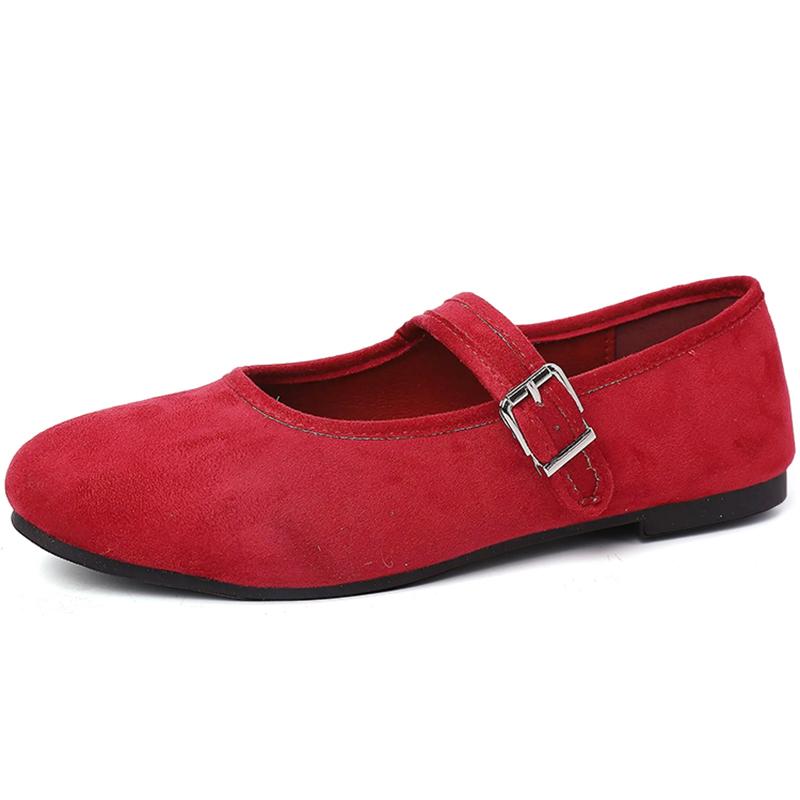 Designer Spring Flats Women's Mary Jane Shoes Comfort Shallow Buckle Shoes Party Wedding Candy Color Female Shoes