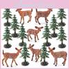 Exquisite Christmas Scene Decoration Set Featuring Realistic Pvc Christmas Trees And Majestic White-tailed Deer Models