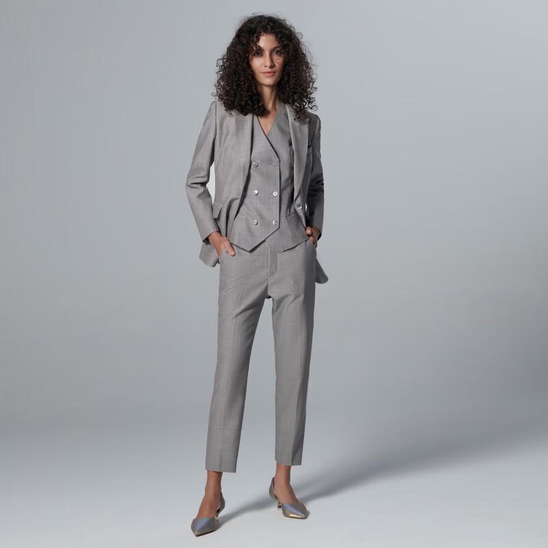 LadyS Elite Grey Wool Blend Professional Three-Piece Suit