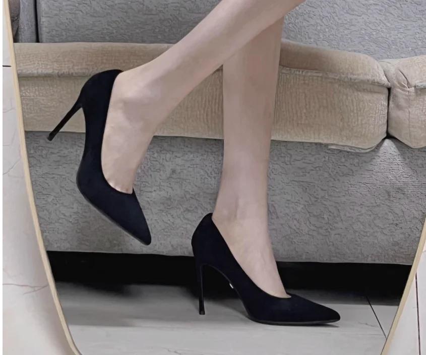 Women Shoes 2025 New Women Pumps Suede High Heels Shoes Fashion Office Shoes Stiletto Party Female Comfort Women Heels