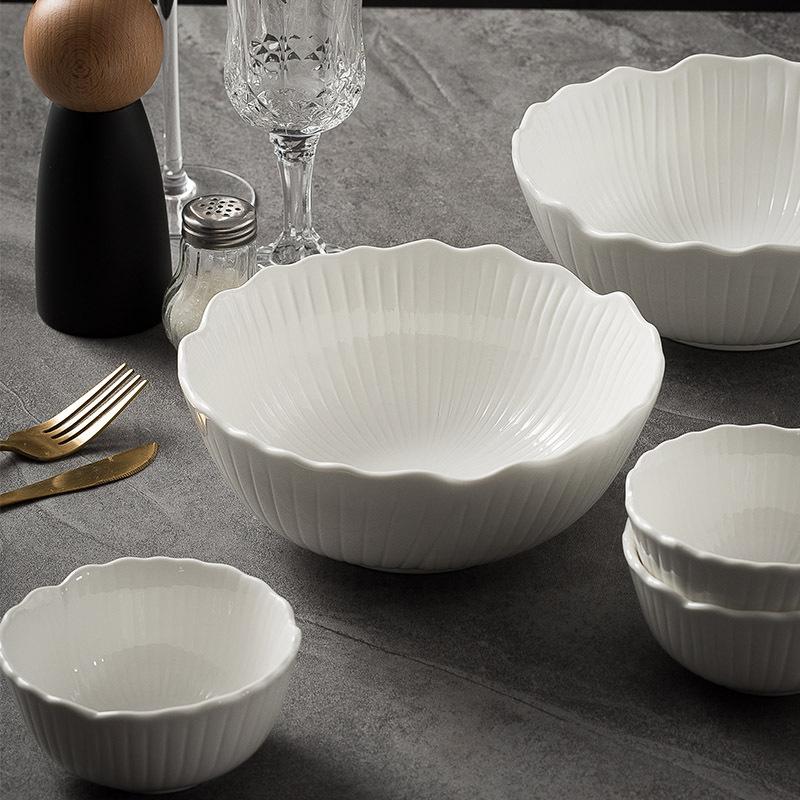 Ceramic Pure White Yogurt Bowl, Sweet Bowl, High-Value Rice Bowl, Household Light Luxury Noodle Soup Bowl, Good-Looking Small Bowl
