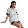 Summer New Ice Silk Pajama Set for Women, Light Luxury Floral Print Short-sleeved Short Pants, High-end Style, Can Be Worn Outside.