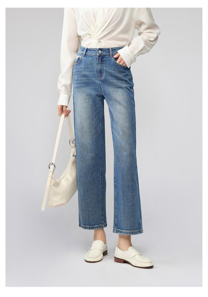Elastic straight leg jeans for women, small and casual, versatile, loose and wide leg pants, suitable for all sizes