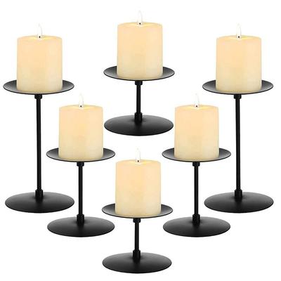 New Black Metal Pillar Candle Holders Metal Iron Matte Candlesticks Wedding Christmas Candle Stand