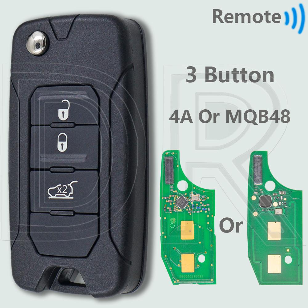 DR OEM 4A Or MQB48 Chip 433MHz SIP22 Blade Flip Car Remote Control Key Fob For Jeep Wrangler Renegade Fiat Dodge 500X