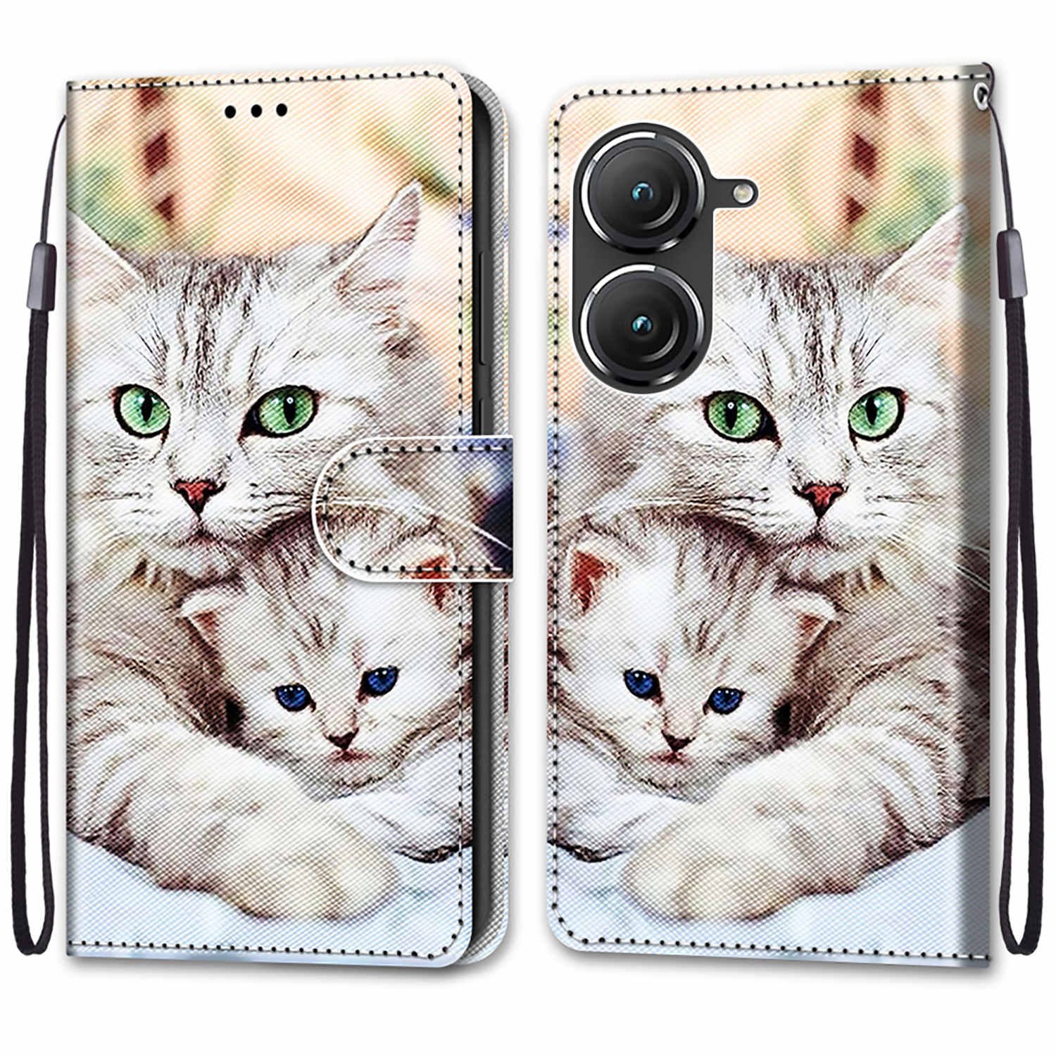 

Роскошный окрашенный кожаный чехол-кошелек в стиле книги, защитный чехол для Asus Zenfone 8/ZS590KS/Asus Zenfone 8Z/Asus Zenfone 9/Asus Zenfone 9z Asus Zenfone 8Z