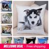 Decor Cute Siberian Husky Pillowcase Pet Dog Printed Super Soft Short Plush Pillow Case 45*45Cm Animal Cushion Cover For Sofa