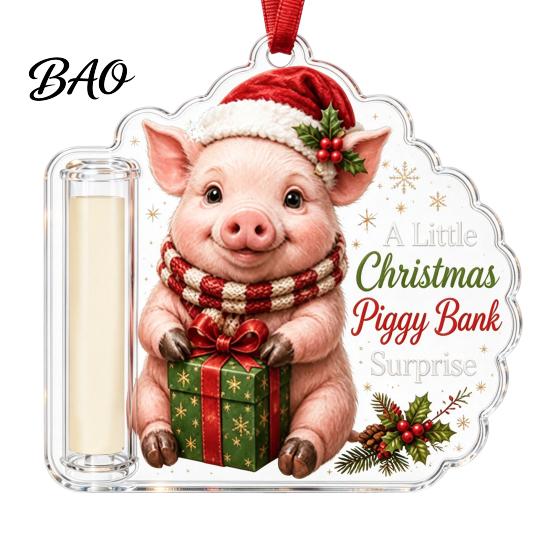 Clear Acrylic Money Clip Christmas Cash Gift Holder Ornament, Cute Dog for Kids Gift, Xmas Tree Hanging Decoration Holiday Party Supplies Box