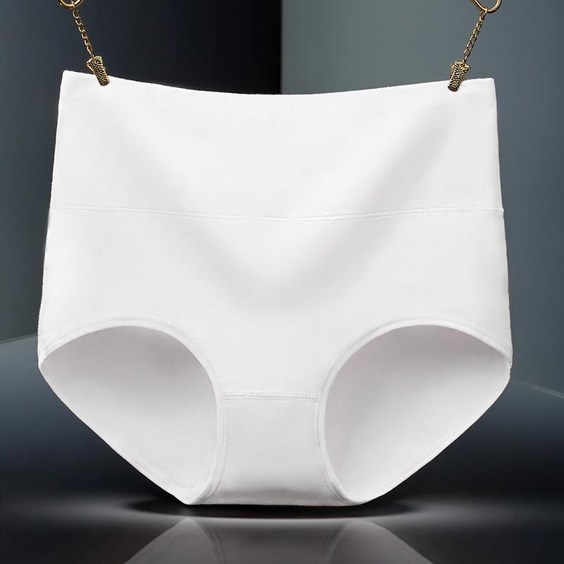 

Стильные трусики с высокой талией из хлопка для женщин, обеспечивающие дышащий комфорт и контроль живота White,XXXL