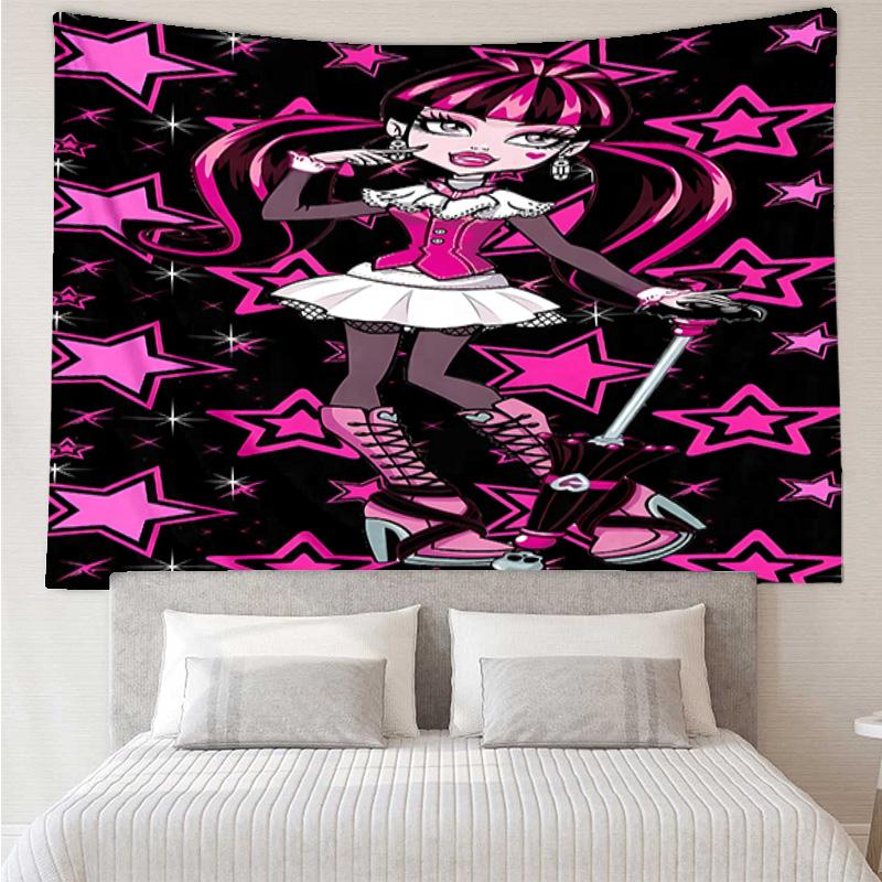 Monster High1 Tapestry for Bedroom Aesthetic Classroom Tapestries Wall Hanging for Living Room Dorm Office,Ideal Creative Gift