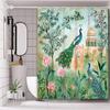 Peacock Landscape Pattern Bathing Curtain  Bathroom Letters Shower Curtain Waterproof With 12 Hooks Fishes Home Deco Free Ship