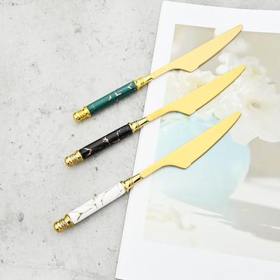 6Pcs Flatware Marbled Ceramic Cutlery Knife Dinner Steak Dessert Luxury Party Wedding Dinnerware Stainless Steel Tableware