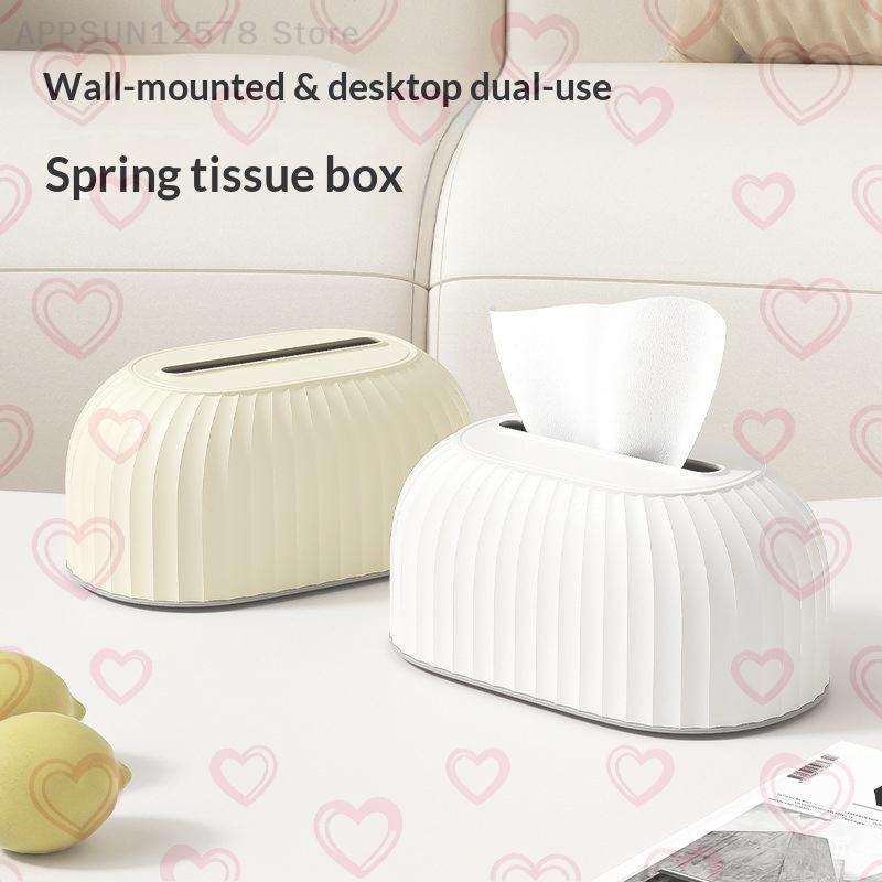 High-aesthetic Home Use Drawer-style Tissue Box Storage Light Luxury Style Living Room Desktop Advanced Spring Type Tissue Box