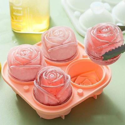 Moule à glaçons en forme de rose, grande boule de glace pour cocktails, bacs à glaçons en silicone en forme de fleur 3D