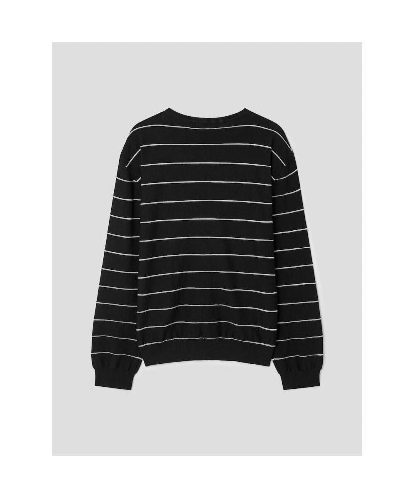 8SECONDS Striped Knit Pullover Black