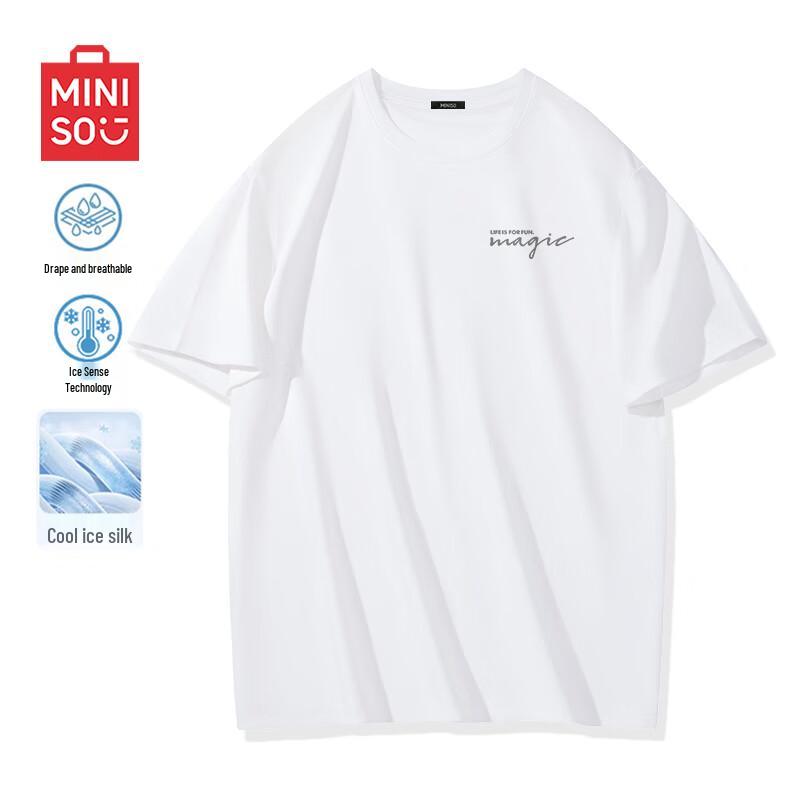 MINISO Men's Ice Silk Printed Short Sleeve Casual T-Shirt Z