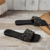 Fashion Lady Slippers Summer New Fashion Open Toed  Roman Shoes for Women Rhinestones Sexy Flat Flip Flops Slides Zapatos Mujer