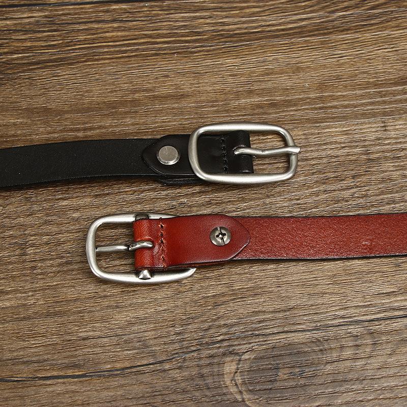 Ins Style Decorative Jeans With Fashionable And Simple Versatile Leather Belt Women'S First Layer Cowhide Black Thin Belt Trendy