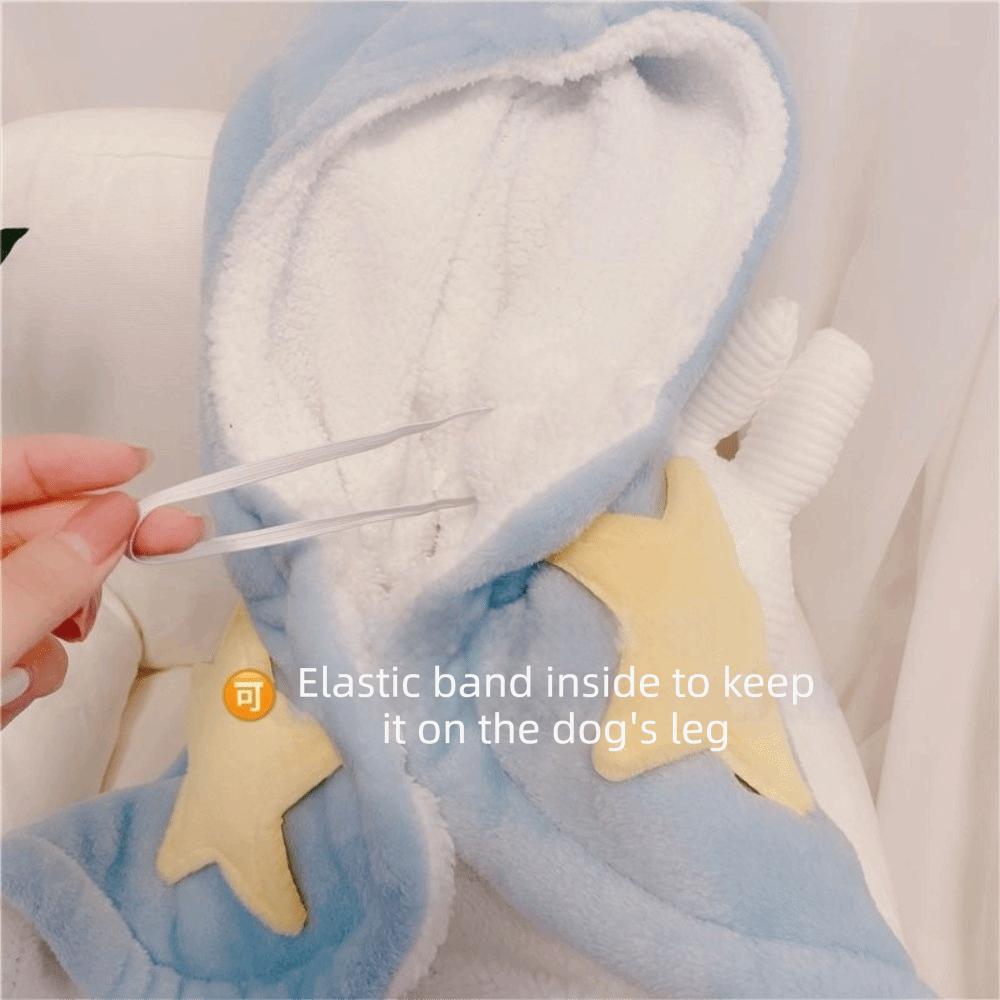 Warm Dog Hooded Sleeprobe Cloak-Style Thickened Dog Pajama Blanket Soft Comfortable Puppy Nightgown Sleeping