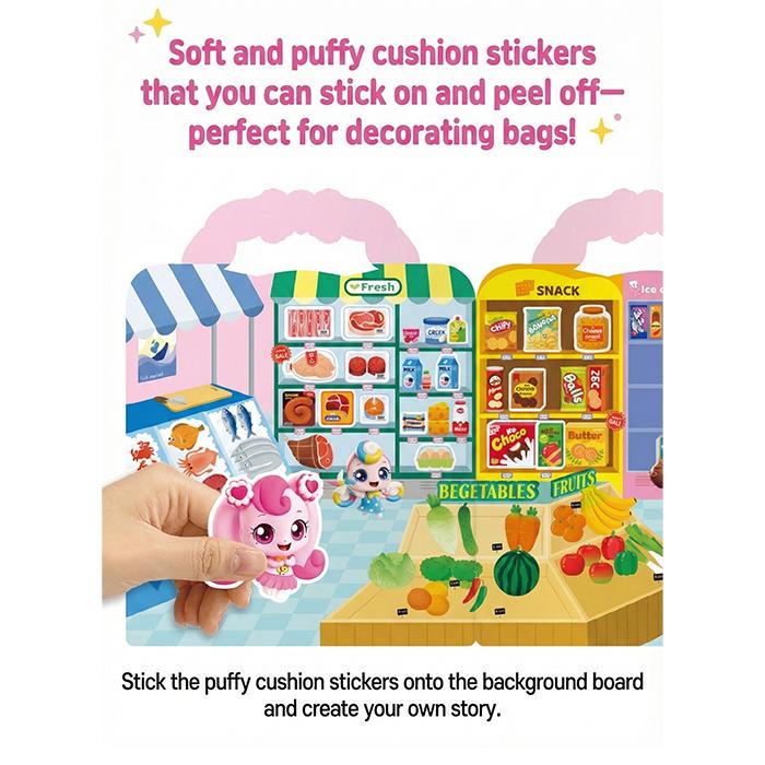 HERGESTELLT IN KOREA - Süß-Saurer Fang! Teenieping Kissenaufkleber-Set (Blumenladen / Markt / Dessertladen / Food Court) (5 Optionen)