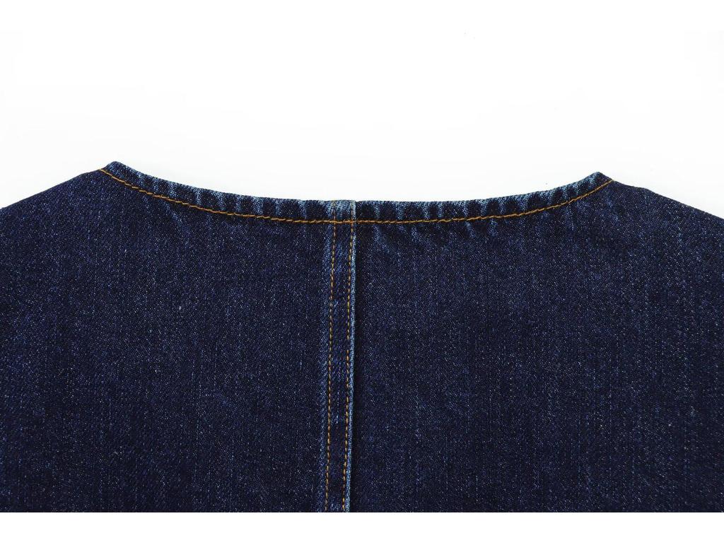 2025 Spring Women's European & American Style Fashion Slim Round Neck Denim Sleeveless Vest